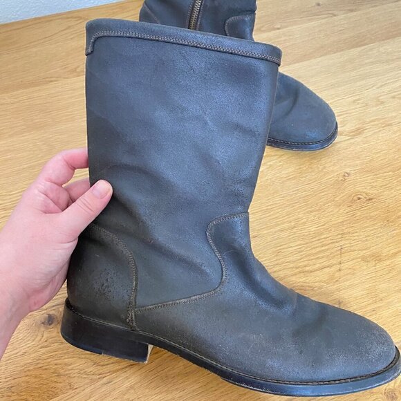 Cole Haan Country Mid-Calf Leather Boots 11B Taupe Brown Gray Color - Picture 2 of 9